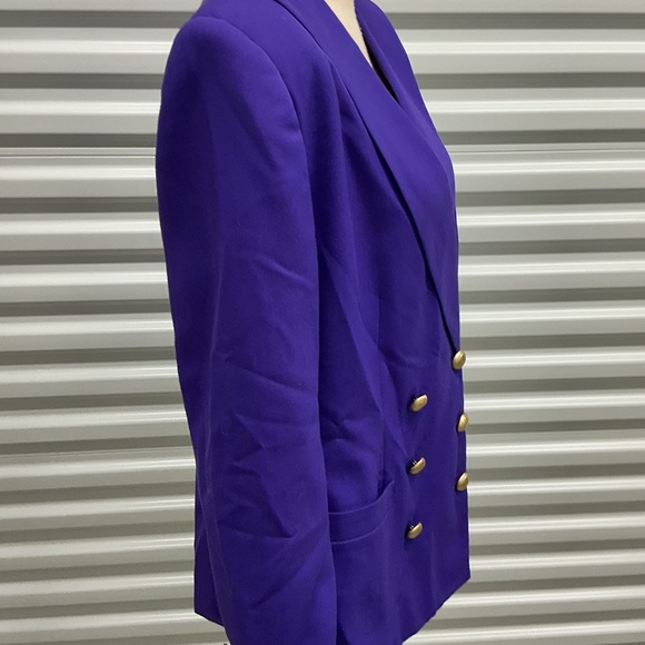 Michelle Stuart Purple Double Breasted Blazer | Gold Buttons | Size L (Estimated - Picture 3 of 5